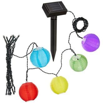 Solární lampionový řetěz, barevný, 10ks