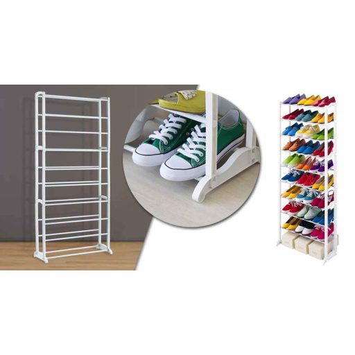 10 řadový stojan na boty - bílý
