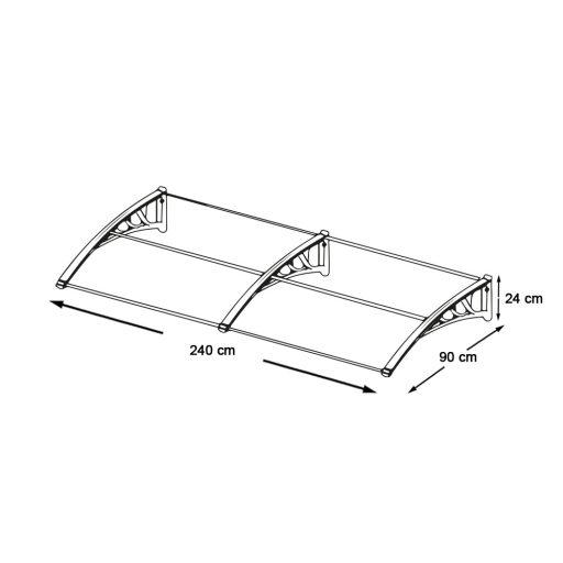 Plastová vchodová stříška ve více velikostech a barvách - 240x90 cm, černá