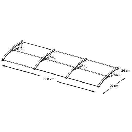 Plastová vchodová stříška ve více velikostech a barvách - 300x90 cm, bílá
