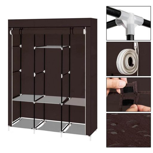 Mobilní šatní skříň ve velikosti 130x45x170 cm - hnědá