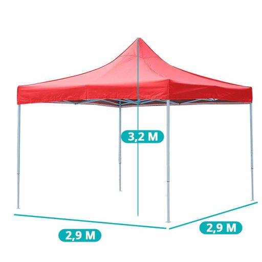 Skládací zahradní pavilon - různé typy -  2,9x2,9m - červená - pavilon