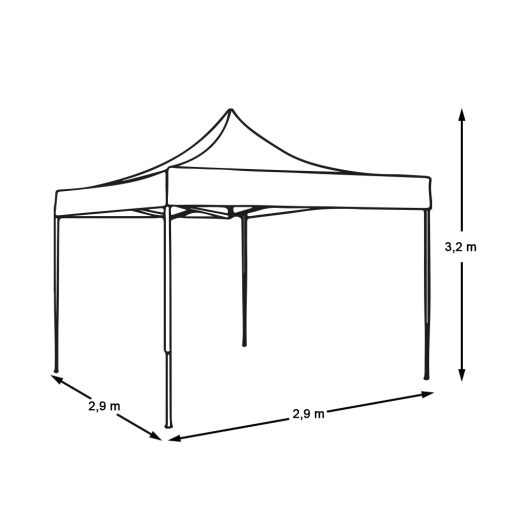 Skládací zahradní pavilon - různé typy - 2,9x2,9m - bílá