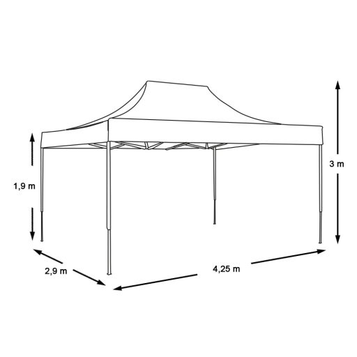 Skládací zahradní pavilon - různé typy - 2,9x4,25m - červená - pavilon