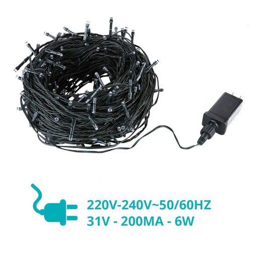 LED světelný řetěz s možností výběru velikosti a barvy - 120 LED, teplá bílá