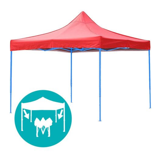 Skládací zahradní pavilon - různé typy - 2,9x2,9m - červená - pavilon+boční stěna+přenosná taška