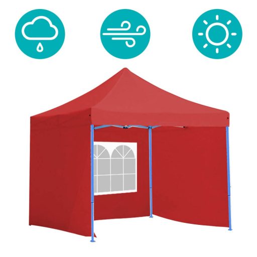 Skládací zahradní pavilon - různé typy - 2,9x2,9m - červená - pavilon+boční stěna+přenosná taška