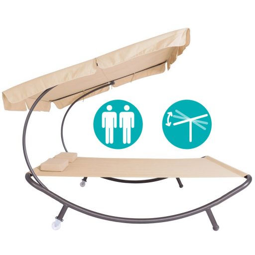 Lehátko pro dvě osoby se stříškou - béžová