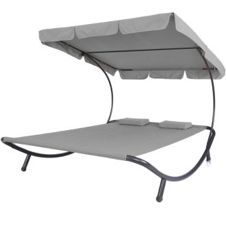 Lehátko pro dvě osoby se stříškou - šedá