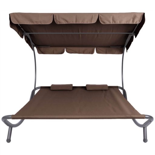 Lehátko pro dvě osoby se stříškou - tmavě hnědá