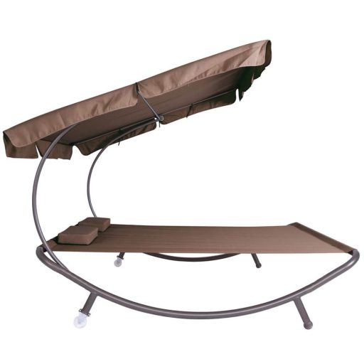 Lehátko pro dvě osoby se stříškou - tmavě hnědá