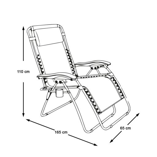 Nulová gravitační zahradní židle s držákem na sklenici, 2 ks - hnědá