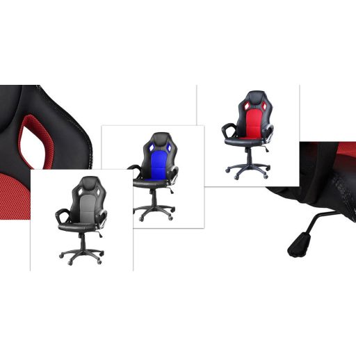 Herní židle s barevným opěradlem, modrá