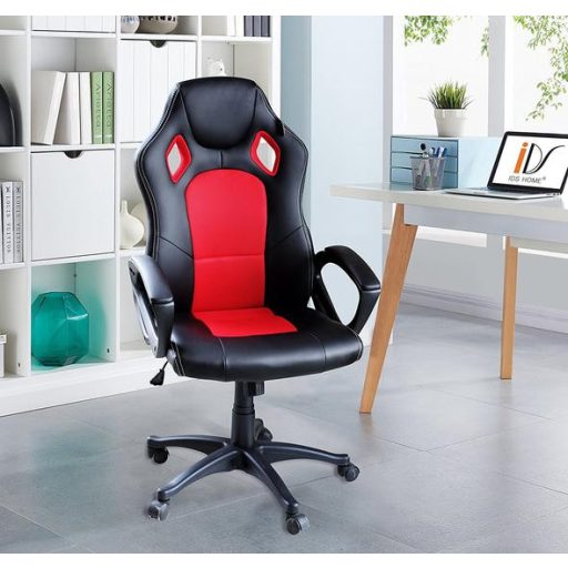 Herní židle s barevným opěradlem, červená