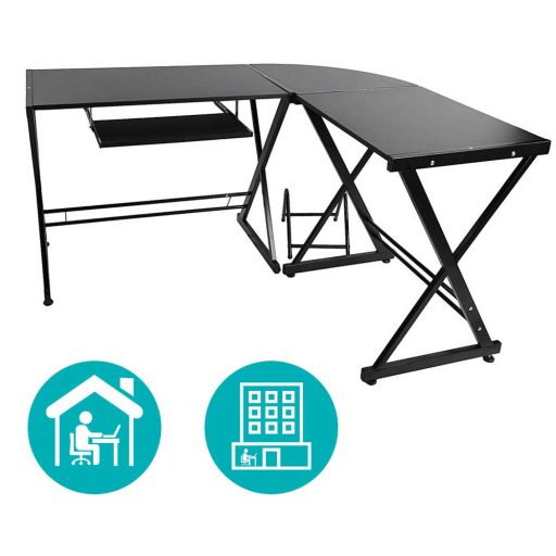 Psací stůl ve tvaru L - černá