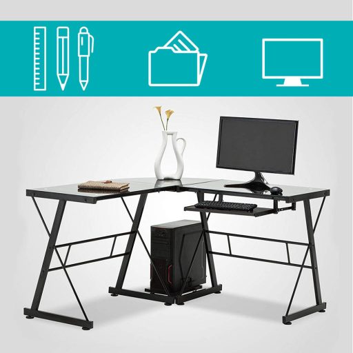 Psací stůl ve tvaru L - černá