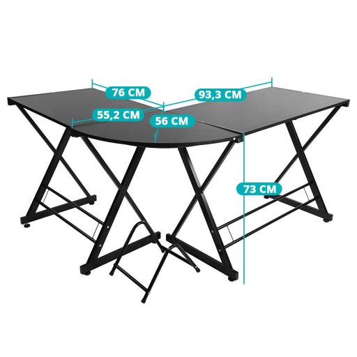 Psací stůl ve tvaru L - černá