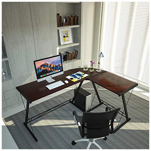 Psací stůl ve tvaru L - tmavohnědý