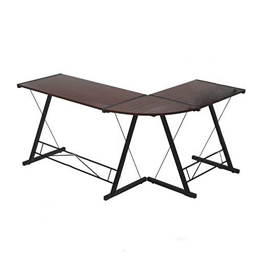 Psací stůl ve tvaru L - tmavohnědý