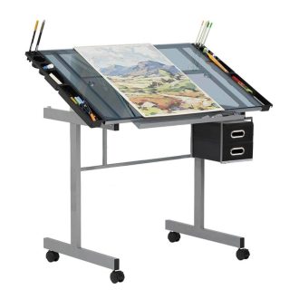 Rysovací naklápěcí stůl se skleněnou stolovou deskou