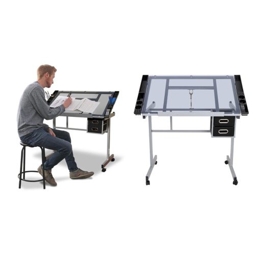 Rysovací naklápěcí stůl se skleněnou stolovou deskou