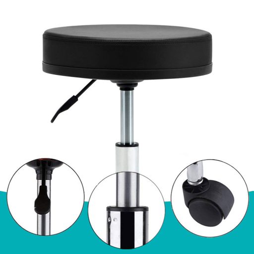 Kosmetická židle na kolečkách, výškově nastavitelná - černá