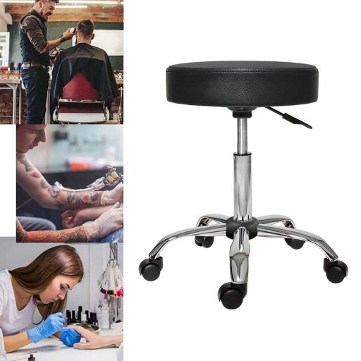 Kosmetická židle na kolečkách, výškově nastavitelná - černá