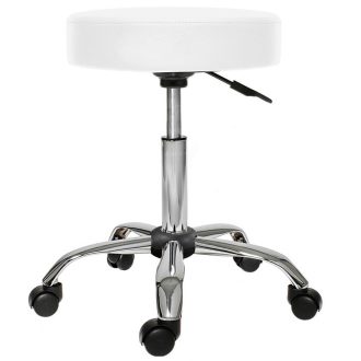   Kosmetická židle na kolečkách, výškově nastavitelná - bílá