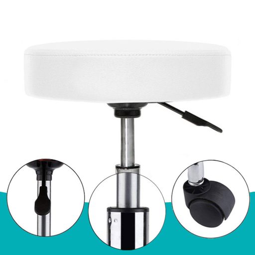 Kosmetická židle na kolečkách, výškově nastavitelná - bílá