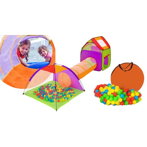 Stan a hrací domeček s tunelem, 200 ks míčků jako dárek