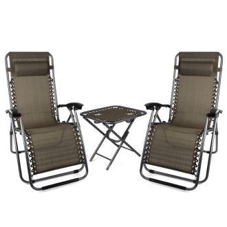 Nulová gravitační zahradní židle se stolem, 2ks