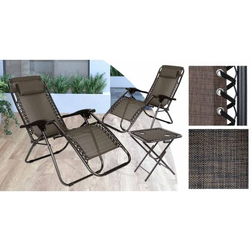 Nulová gravitační zahradní židle se stolem, 2ks