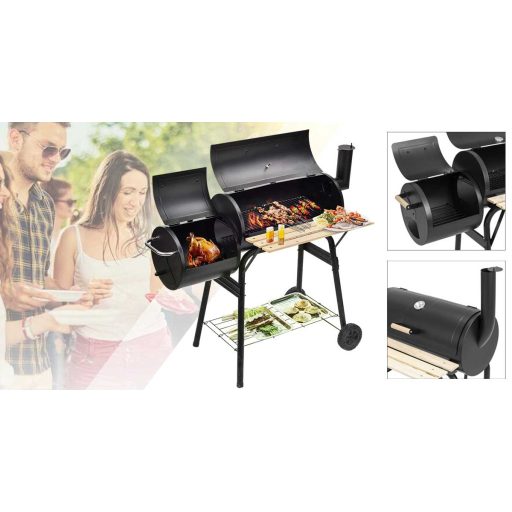 2v1 BBQ gril a smoker na drěvěné uhlí