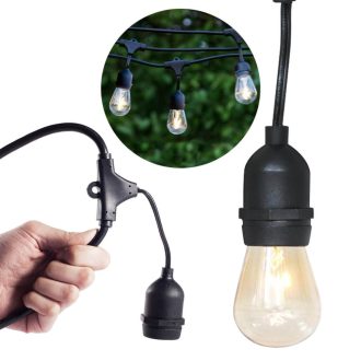   Voděodolný světelný dekorační řetěz, 15 ks E27 LED žárovek, 14,6 m, teplá bílá