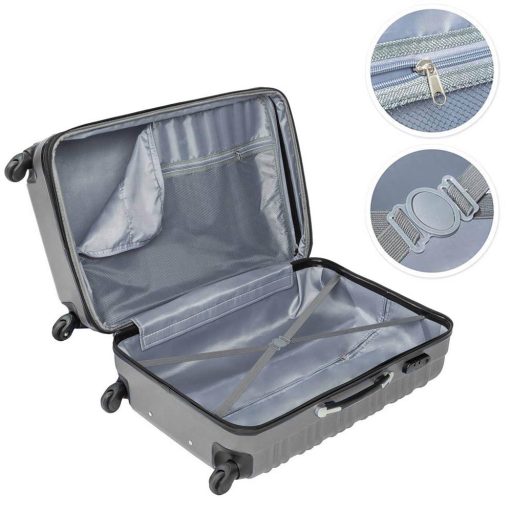 4 kusová sada pevnostěnných kufrů, ve 4 barvách - šedá