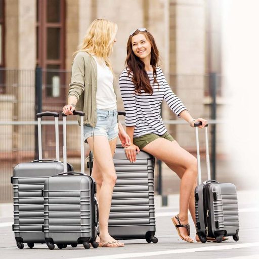 4 kusová sada pevnostěnných kufrů, ve 4 barvách - šedá