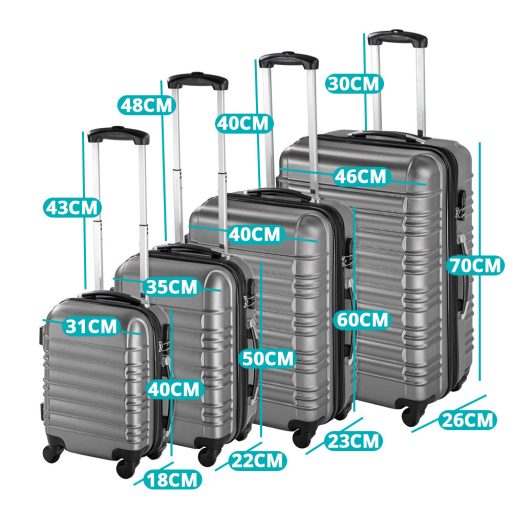 4 kusová sada pevnostěnných kufrů, ve 4 barvách - šedá