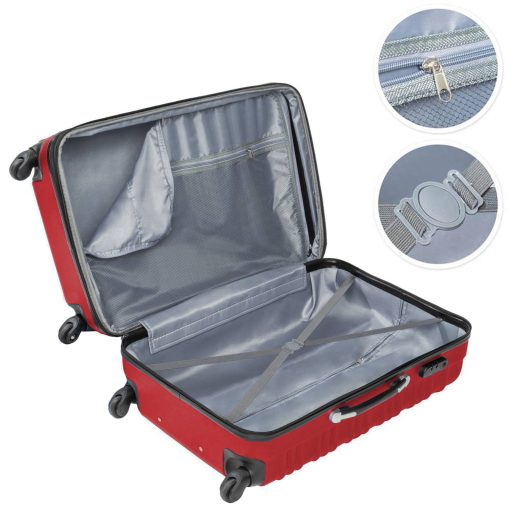 4 kusová sada pevnostěnných kufrů, ve 4 barvách - červená