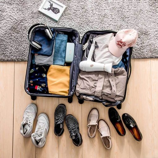 4 kusová sada pevnostěnných kufrů, ve 4 barvách - modrá