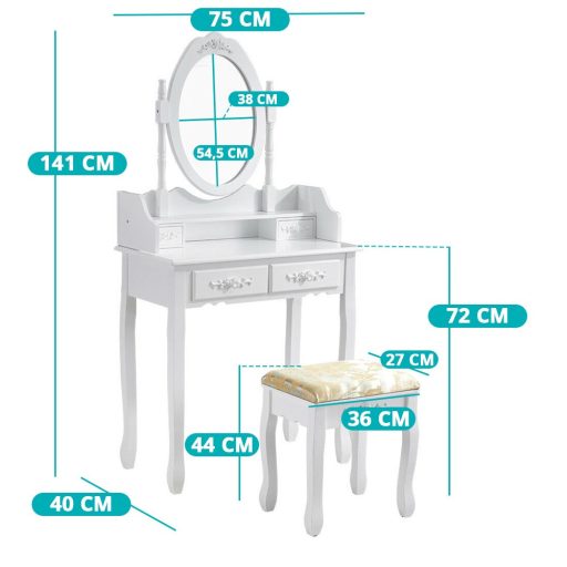Toaletní stolek Rome, ve více barvách-bílý