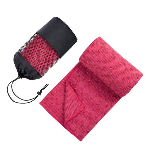 Protiskluzový ručník na jógu, s taškou jako dárek - pink