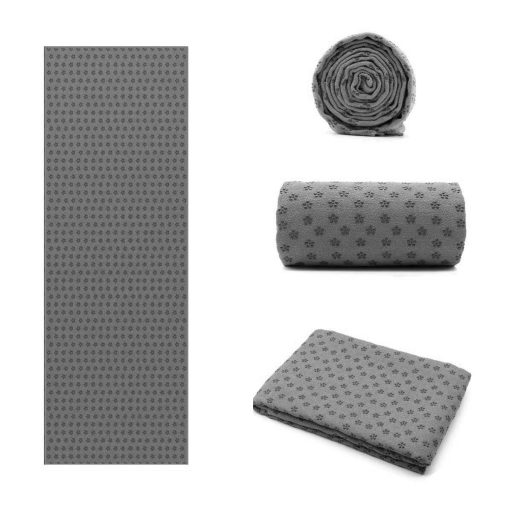 Protiskluzový ručník na jógu, s taškou jako dárek - šedá