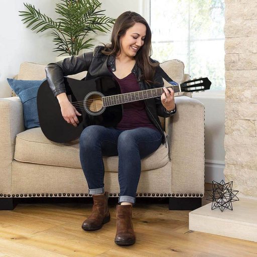 Akustická kytara s příslušenstvím pro začátečníky s ladičkou jako dárek, ve 2 barvách - černá