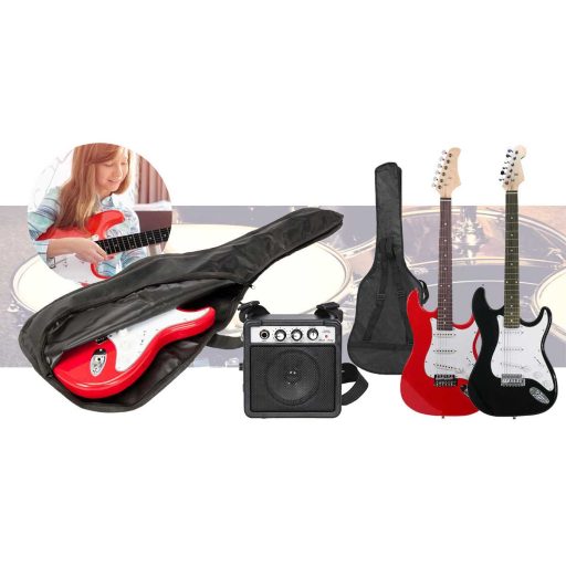 Elektrická kytara s příslušenstvím pro začátečníky, s dárkovým kytarovým kombem - černá