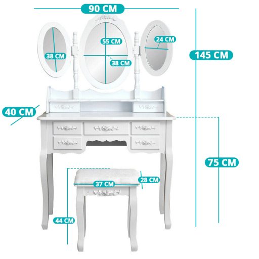 Toaletní stolek Milano, ve více barvách-bílý