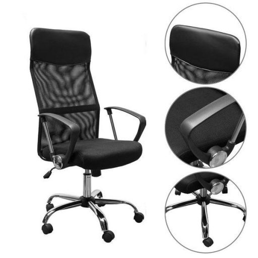 Ergonomická kancelářská židle s vysokou opěrkou - černá
