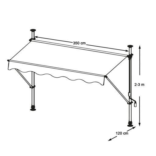 Rolovací markýza, šedá, 350x120 cm