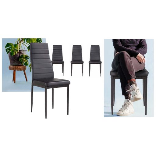 4 kusová sada jídelních židlí, černá