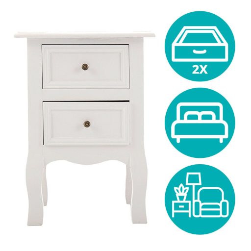  Sada 2 nočních stolků, bílá