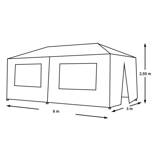 Párty stan v bílé barvě, 3 různé velikosti - 3x6m